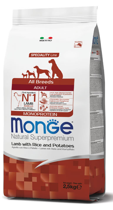 MONGE ALL BREEDS ADULT AGNELLO RISO & PATATE 2500 G - farmasconti.eu