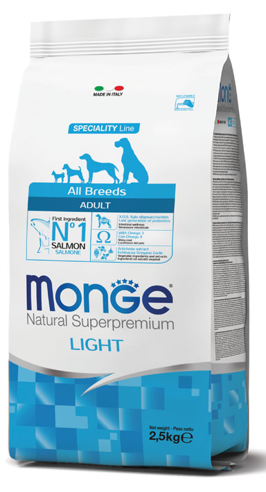MONGE ALL BREEDS ADULT LIGHT SALMONE & RISO 2500 G - farmasconti.eu