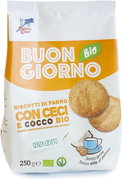 BUONGIORNOBIO BISCOTTI  DI FARRO CECI & COCCO SENZA LIEVITO - farmasconti.eu
