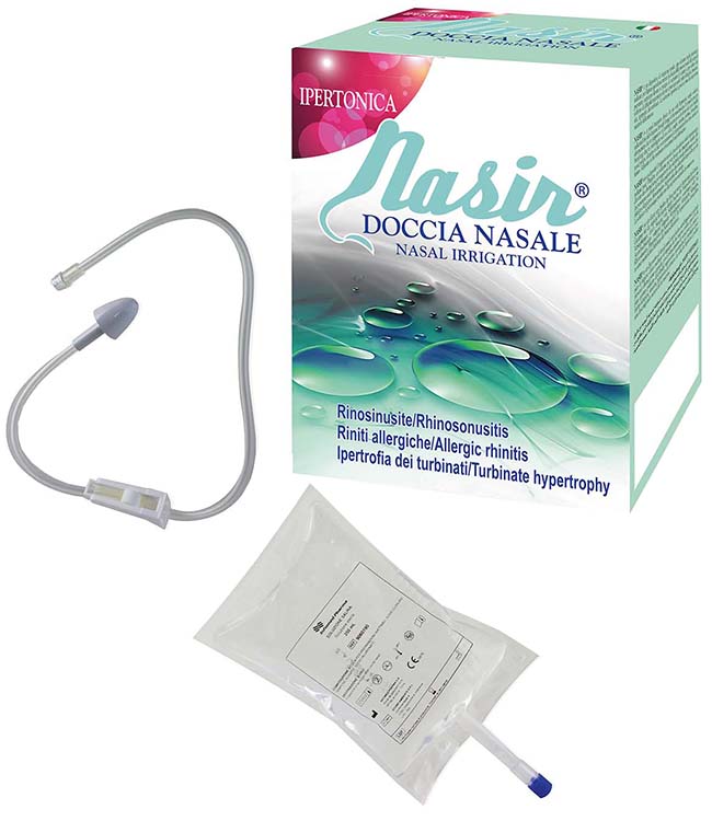 NASIR DOCCIA NASALE 2 SACCHE 250 ML ISOTONICA + 1 DEFLUSSORE - farmasconti.eu