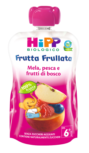 HIPP BIO FRUTTA FRULLATA MELA PESCA FRUTTI DI BOSCO 90 G - farmasconti.eu