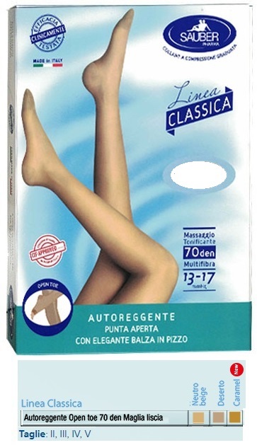 SAUBER AUTOREGGENTE OPEN TOE MAGLIA LISCIA 70 DEN COLORE NEUTRO BEIGE TAGLIA 3 LINEA CLASSICA - farmasconti.eu