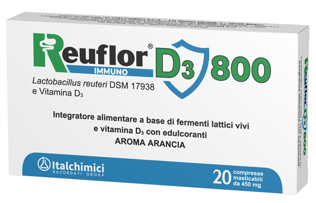 REUFLOR D3 800 20 COMPRESSE MASTICABILI AROMA ARANCIA - farmasconti.eu