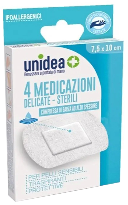MEDICAZIONE STERILE UNIDEA TESSUTO NON TESSUTO 7,5X10 CM 4 PEZZI - farmasconti.eu