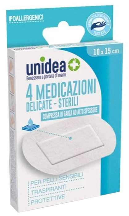 MEDICAZIONE STERILE UNIDEA TESSUTO NON TESSUTO 10X25 CM 4 PEZZI - farmasconti.eu