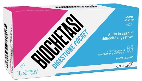 BIOCHETASI DIGESTIONE POCKET 18 COMPRESSE MASTICABILI - farmasconti.eu