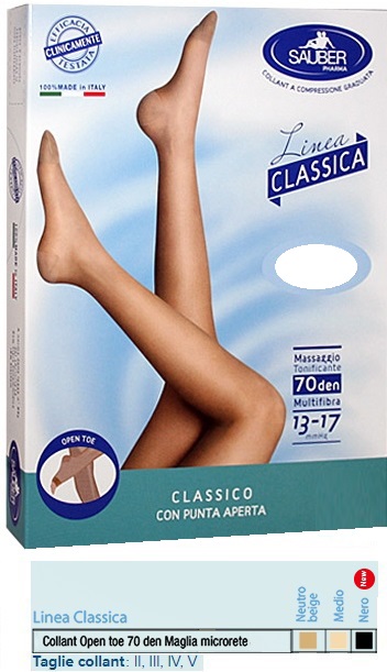 SAUBER COLLANT OPEN TOE MAGLIA MICRORETE 70 DEN COLORE NERO TAGLIA 3 LINEA CLASSICA - farmasconti.eu