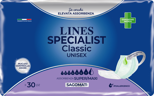 PANNOLONE SAGOMATO LINES SPECIALIST CLASSIC MAXI 30 PEZZI - farmasconti.eu