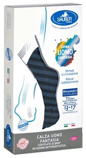SAUBER CALZA UOMO FANTASIA Q-SKIN 70 DEN BLU RIGA LARGA DENIM TAGLIA M - farmasconti.eu