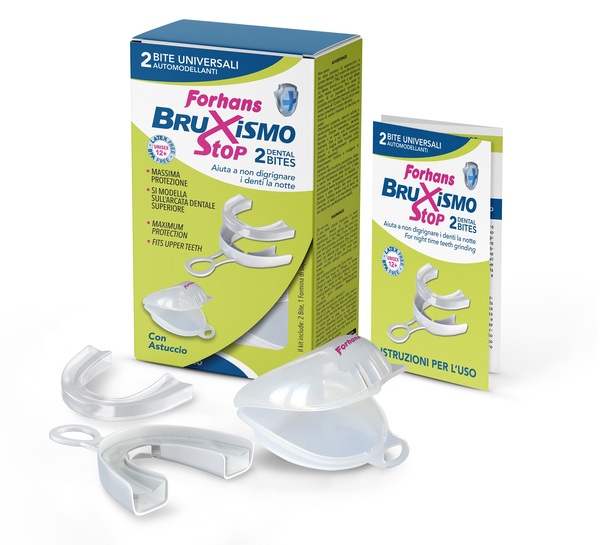 BITE UNIVERSALI AUTOMODELLANTI BRUXISMO STOP FORHANS 2 PEZZI - farmasconti.eu