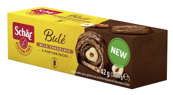 SCHAR BULE' CIALDE WAFER CON NOCCIOLA RICOPERTE DI CIOCCOLATO AL LATTE 3 PORZIONI DA 14 G - farmasconti.eu