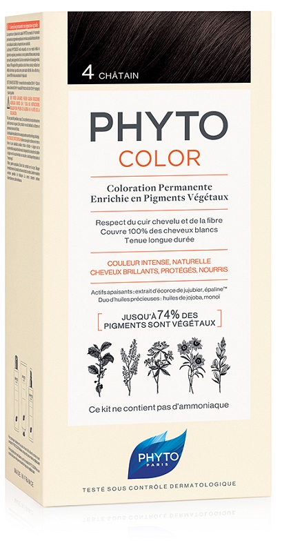 PHYTOCOLOR 4 CASTANO 1 LATTE + 1 CREMA + 1 MASCHERA + 1 PAIO DI GUANTI - farmasconti.eu