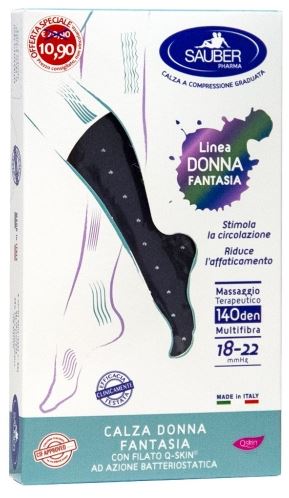 SAUBER CALZA DONNA FANTASIA FILATO Q-SKIN 140 DEN JEANS POIS BIANCHI TAGLIA M PROMO - farmasconti.eu