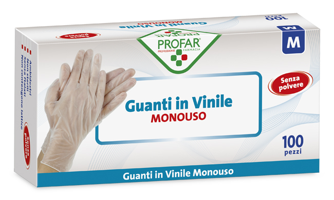 PROFAR GUANTO IN VINILE SENZA POLVERE M 100 PEZZI - farmasconti.eu