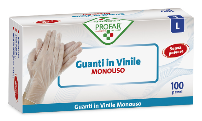 PROFAR GUANTO IN VINILE SENZA POLVERE L 100 PEZZI - farmasconti.eu