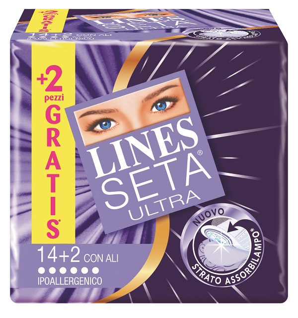 ASSORBENTE LINES SETA ULTRA CON ALI 16 PEZZI - farmasconti.eu