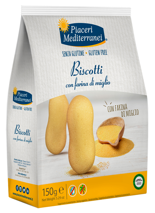 PIACERI MEDITERRANEI BISCOTTI FARINA DI MIGLIO 150 G - farmasconti.eu