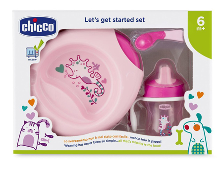 CHICCO SET PAPPA 6M+ ROSA CON CUCCHIAIO ROSA - farmasconti.eu