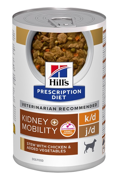 PRESCRIPTION DIET CANINE KIDNEY CARE K/D + MOBILITY J/D POLLO E STUFARO 354 G - farmasconti.eu