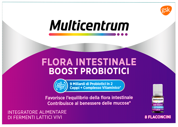 MULTICENTRUM FLORA INTESTINALE BOOST PROBIOTICI 8 FLACONCINI - farmasconti.eu