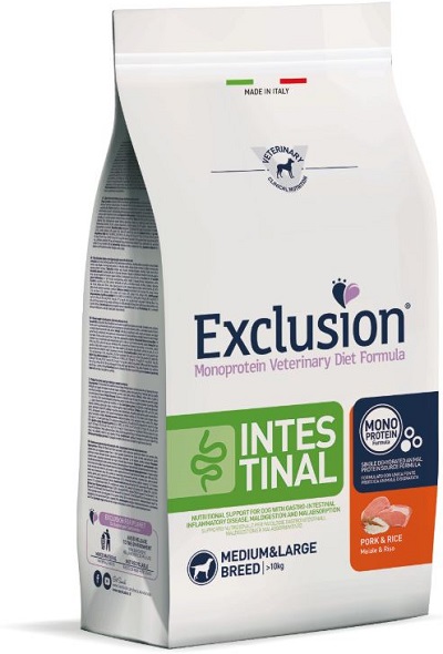 EXCLUSION MONOPROTEIN VETERINARY DIET FORMULA DOG INTESTINAL PORK AND RICE MEDIUM/LARGE 12 KG DRY - farmasconti.eu