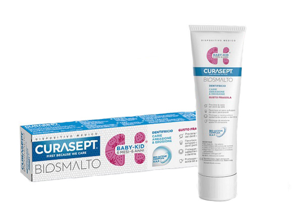 CURASEPT BIOSMALTO DENTIFRICIO BABY KID FRAGOLA CARIE ABRASIONE & EROSIONE 50 ML - farmasconti.eu