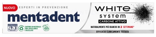MENTADENT WHITE SYSTEM CHARCOAL 75 ML - farmasconti.eu
