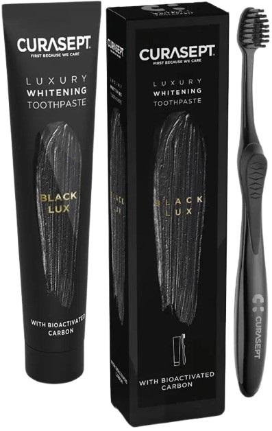 CURASEPT BLACK LUXURY WHITENING DENTIFRICIO 75 ML + SPAZZOLINO - farmasconti.eu