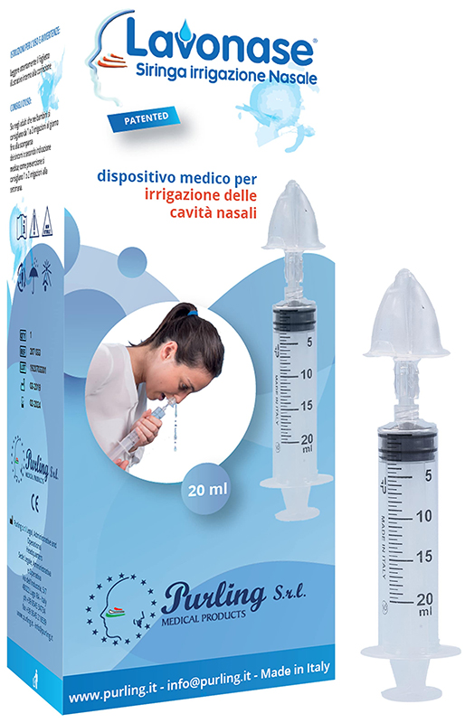 LAVONASE IRRIGAZIONE NASALE NON STERILE SIRINGA 20 ML + LUER-LOCK CON CAPPUCCIO + UGELLO NASALE CON RACCORDO LUER-LOCK + PERFORATORE CON VALVOLA NON RITORNO CON TAPPO - farmasconti.eu