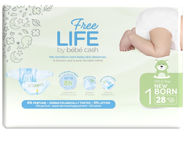 FREELIFE BY BEBECASH PANNOLINI NEW BORN TAGLIA 1 2-4 KG GIROVITA 30-41 CM 28 PEZZI - farmasconti.eu