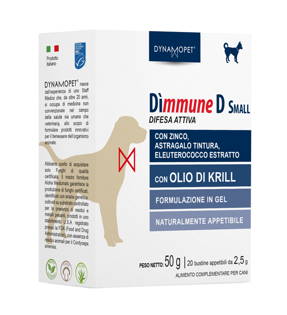 DIMMUNE D SMALL CANI 20 BUSTINE APPETIBILI DA 2,5 G - farmasconti.eu