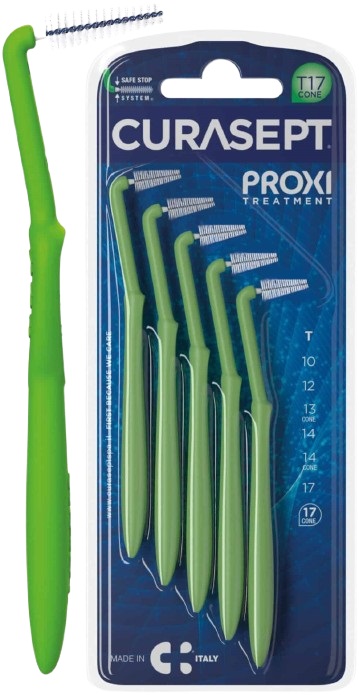 SCOVOLINO CURASEPT PROXI ANGLE MISURA T17 CONICO ISO 5 VERDE DIAMETRO 1,7 MM 5 PEZZI - farmasconti.eu
