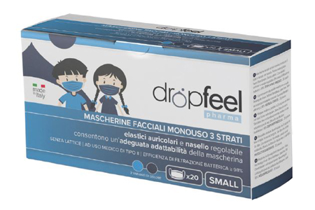 MASCHERINA USO MEDICO DROPFEEL PHARMA MONOUSO SMALL TIPO II BLU NAVY E AZZURO 20 PEZZI - farmasconti.eu