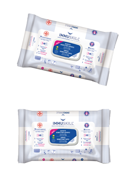 IMMUSKILL SALVIETTE DISINFETTANTI SUPERFICI 50 PEZZI - farmasconti.eu