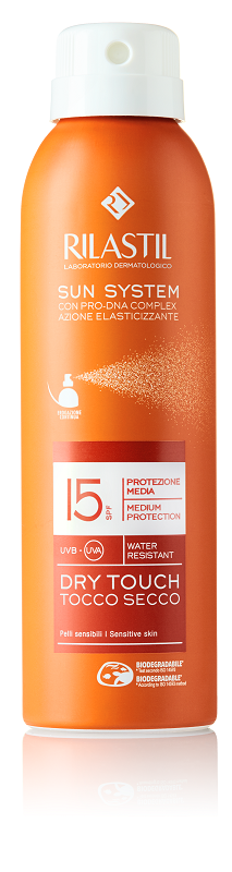 RILASTIL SUN SYSTEM DRY DRY TOUCH SPF 15 PROTEZIONE MEDIA WATER RESISTANT 200 ML - farmasconti.eu