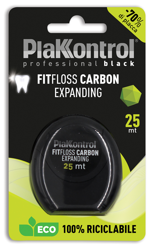 PLAKKONTROL PROFESSIONAL BLACK FITFLOSS CARBON EXPANDING FILO INTERDENTALE 25 METRI FRESH MINT - farmasconti.eu