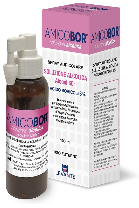 SOLUZIONE ALCOLICA PER IRRIGAZIONE DELL'ORECCHIO AMICOBOR 100 ML - farmasconti.eu