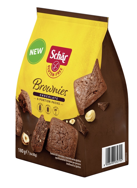 SCHAR BROWNIES CHOCOLATE TORTINA CON CIOCCOLATO E NOCCIOLE 6 MONOPORZIONI DA 30 G - farmasconti.eu