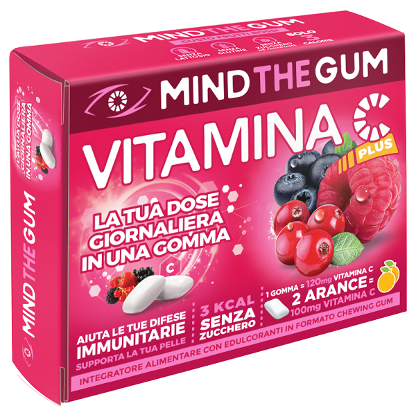 MIND THE GUM VITAMINA C FRUTTI ROSSI 18 GOMME CONFETTATE SENZA ZUCCHERO - farmasconti.eu