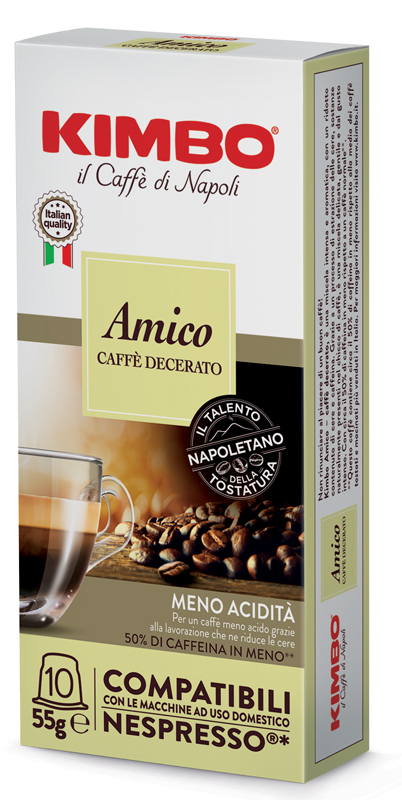 KIMBO AMICO CAFFE' TORREFATTO DECERATO E MACERATO 10 CAPSULE COMPATIBILI NESPRESSO 5,5 G - farmasconti.eu