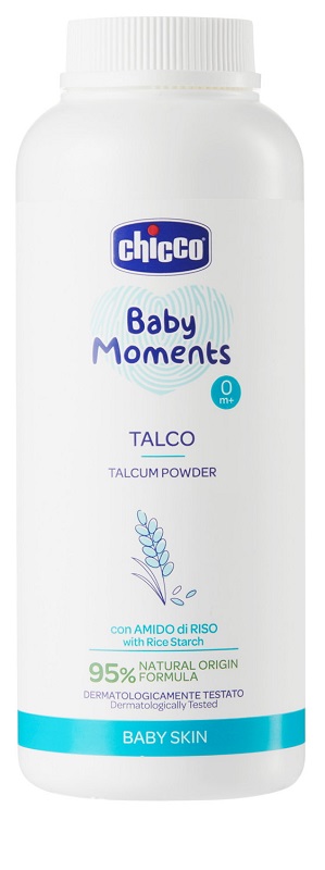 CHICCO BABY MOMENTS TALCO IN POLVERE CON AMIDO DI RISO 150 G - farmasconti.eu
