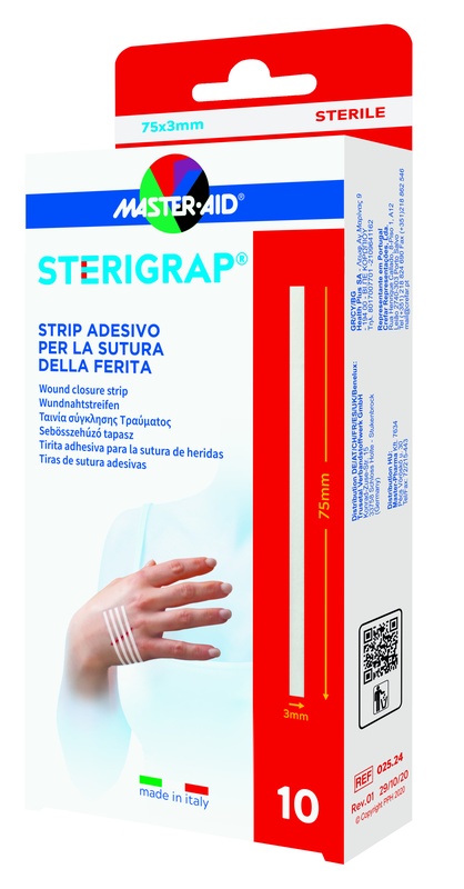 MASTER-AID STERIGRAP STRIP ADESIVO SUTURA FERITE 75X3 MM 10 PEZZI - farmasconti.eu
