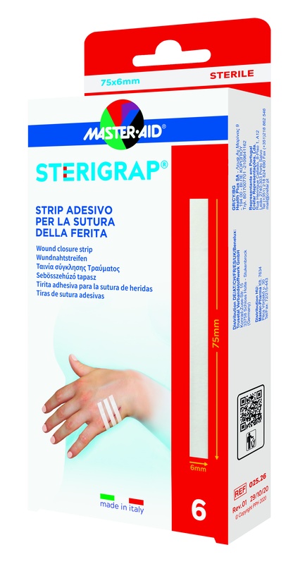 MASTER-AID STERIGRAP STRIP ADESIVO SUTURA FERITE 75X6 MM 6 PEZZI - farmasconti.eu