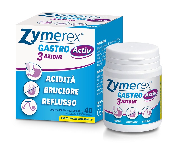ZYMEREX GASTRO ACTIV 3 AZIONI 40 COMPRESSE MASTICABILI - farmasconti.eu
