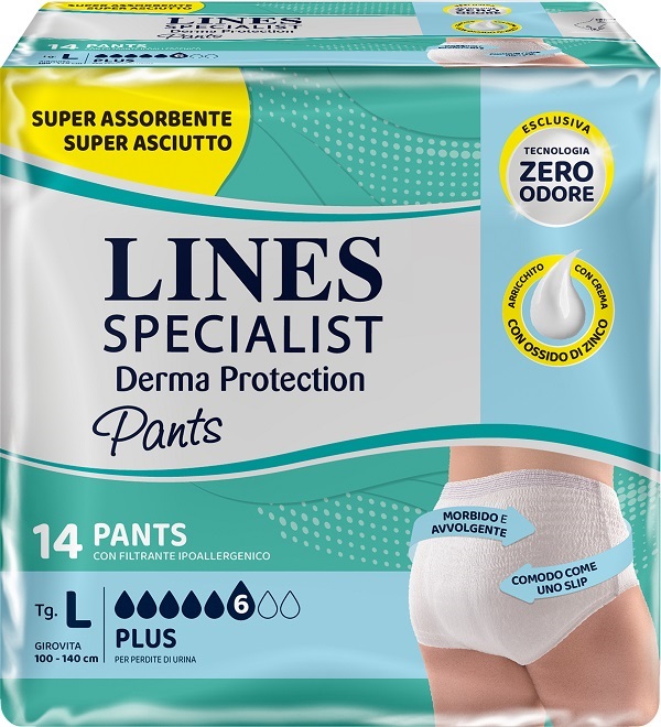 PANNOLONE PER INCONTINENZA LINES SPECIALIST DERMA PANTS PLUS L 14 PEZZI - farmasconti.eu