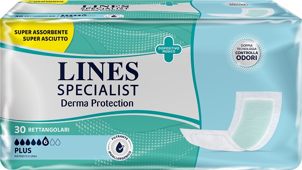 PANNOLONE PER INCONTINENZA LINES SPECIALIST DERMA RETTANGOLARE 30 PEZZI - farmasconti.eu