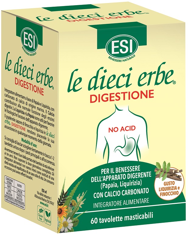 ESI LE DIECI ERBE DIGESTIONE NO ACID 60 TAVOLETTE MASTICABILI - farmasconti.eu