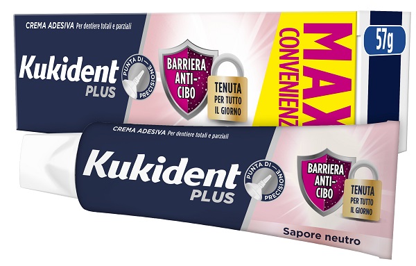 KUKIDENT PLUS BARRIERA ANTI-CIBO NEUTRO CREMA ADESIVA DENTIERE 57 G - farmasconti.eu