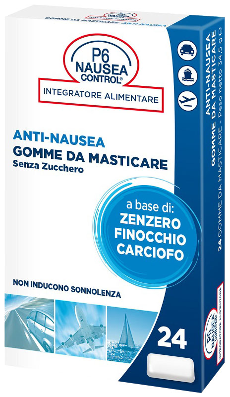 P6 NAUSEA CONTROL 24 GOMME DA MASTICARE SENZA ZUCCHERO - farmasconti.eu