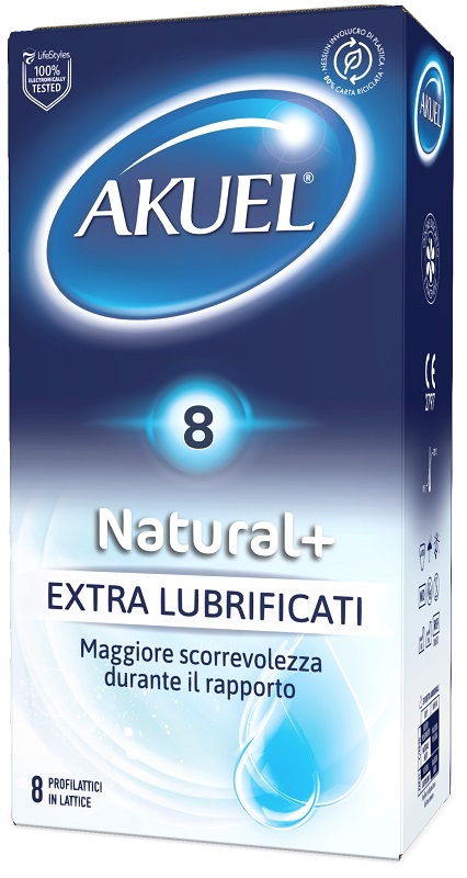 PROFILATTICO AKUEL NATURAL+ EXTRALUBRIFICATO 8 PEZZI - farmasconti.eu